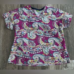 Vera Bradley Floral V-Neck Scub Top